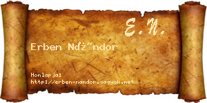 Erben Nándor névjegykártya